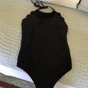 One piece bathing suit; black;